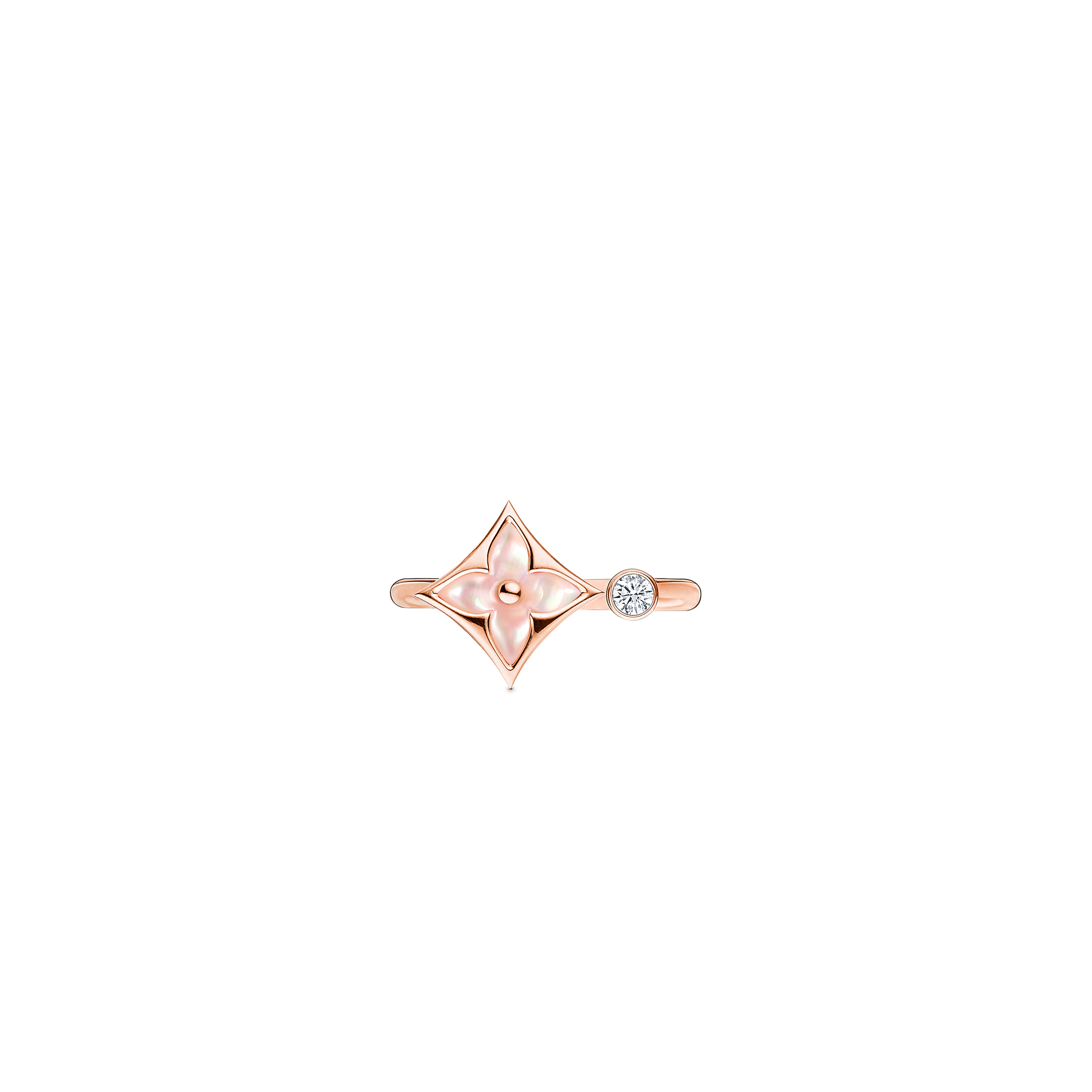 LOUIS VUITTON COLOR BLOSSOM MINI STAR ROSE GOLD, PINK MOTHER-OF-PEARL AND DIAMOND RING Q9N07A